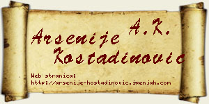 Arsenije Kostadinović vizit kartica